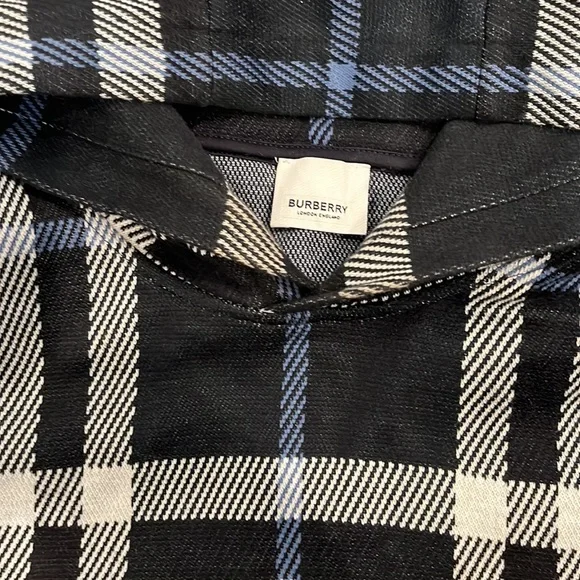 Mens Burberry Ferryfield Checks Hoodie sz L Navy blue/white